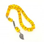 Espazar Karınca Fosilli Püsküllü Kapsül Kesim Turuncu 6x10mm Kehribar Tespih